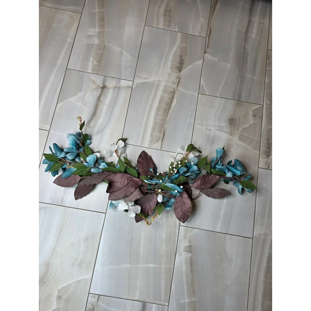 Large‎ Teal & White Floral Wall Decor Metal Flower Wall Art 37